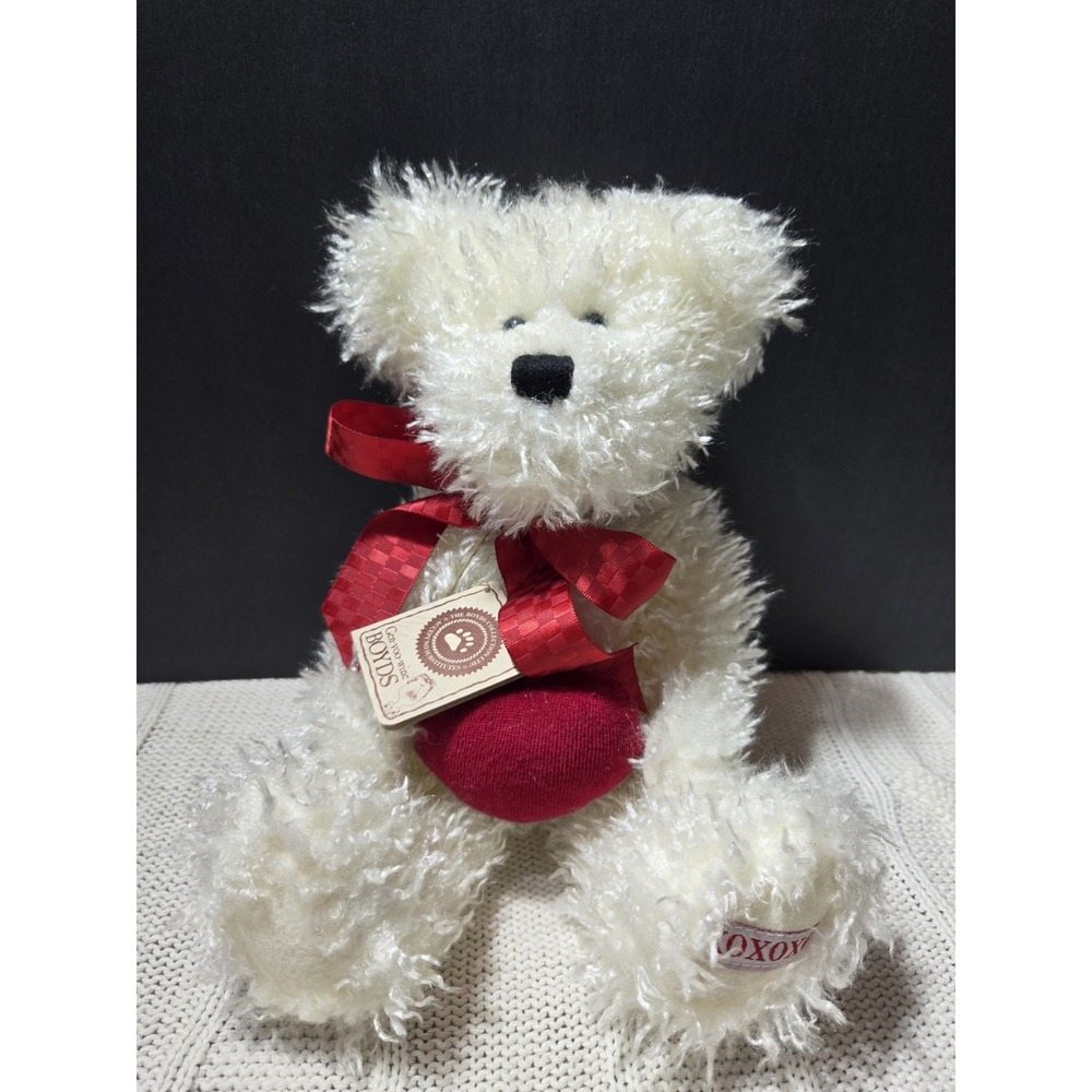VINTAGE Boyds Bears O'Howie Luvsya 12" White Plush Bear‎ Style Red Heart w/Tags